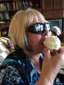 Mo enjoys a dessert from Panache Bakery